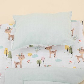 Resim Alt Açma Matı ve Yastık - Çift Taraflı - Mint Muslin - Ceylan 