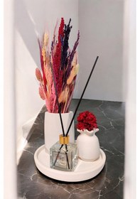 Resim Dekoratif Vazo Seti - Oda Kokusu -minimal Çiçek Vazo - Geometrik Şekilli Vazo Beyaz 