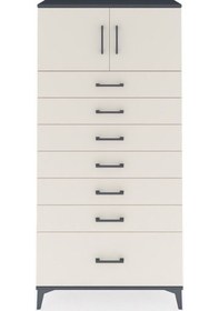 Resim Arges Dolap Tek Raflı 7 Çekmeceli 2 Kapaklı 88x30x182 Antrasit-aytaşı Antrasit 