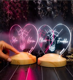 Resim Sevgiliye Hediye El Ele Tasarımlı Gece Lambası, Aşk Led Lamba, Yıldönümü Hediyesi, Yaratıcı Sevgili Hediyesi 