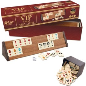 Resim Star Okey Vip Ahşap Okey Takımı Açık Renk 