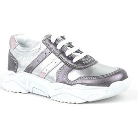 Resim Rakerplus Hakiki Deri Platin Pembe Kalın Taban Kız Çocuk Sneakers Ayakkabı 