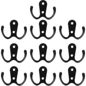 Resim 10 Adet 2 Pronged Ceket Kanca Duvara Monte 2 Delik Havlu Askısı Palto Şapka Giyim (Siyah) | Robe Hooks 