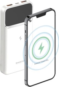 Resim Sword 10.000mAh Kablosuz Powerbank 22.5W PD&QC Hızlı Şarj Type-C+USB+Wireless Beyaz SW-WQ11 
