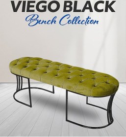 Resim Viego Siyah Bench Puf Hardal 