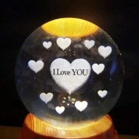 Resim Twin Store 360 Derece Dönen I Love You Tasarım Standlı Cam Küre 