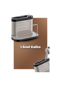 Resim Grimorlife Fırçalı Telli Mutfak Seti Bej- Standlı Plastik Mutfak Lifli Sünger Hediyeli Bej 