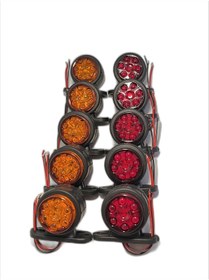 Resim AHMET OTOMOTİV (10 Adet) Mercekli Mini Takoz 12 Ledli Sarı-kırmızı 12v-24v 