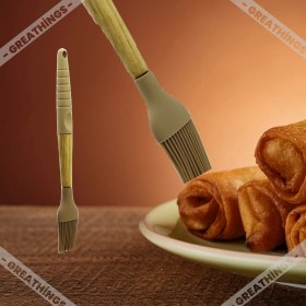 Resim Greathings Ahşap Bambu Saplı Kahverengi Silikon Kılıflı Portatif Yumurta Fırçası 
