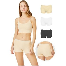 Resim Cottonhill Basic Lazer Kesim Dikişsiz Kadın Boxer Külot 3'lü Paket Renkli-2 Çok Renkli 