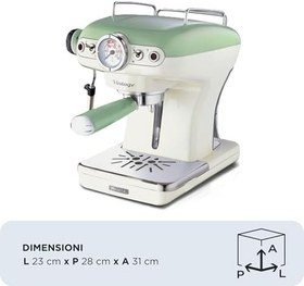 Resim Ariete Vintage Espresso Makinesi Yeşil 1389/14 - Süt Köpürtme Başlığı, 900 Watt, 0,9 Litre Çıkarılabilir Su Tankı, Çıkarılabilir Damlama Tepsisi ve Bardak Tutucu, Bekleme Fonksiyonu 
