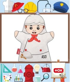 Resim Tox Aşçı Meslekler Keçe El Kukla T326 . Eğitici Oyuncak 