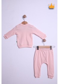 Resim Babyhola Kız Erkek Bebek Çocuk Takım Pamuk Düğmeli Alt Üst Takım 23631 Pembe 