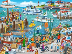 Resim Ravensburger 24 Parçalı Küçük Çerçeveli Puzzle Limanda Bir Gün 061525 