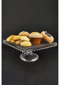 Resim Digithome Cam Kek Ve Pasta Sunum Standı Kare 25 Cm Sn.krr.001 