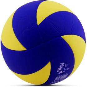 Resim Ozsport Telvesse Voleybol Topu Swirl Soft Touch Yapıştırma Yumuşak Yüzey 8 Panel 5 Numara Sarı Mavi KV600 