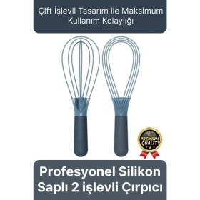 Resim Profesyonel Dayanıklı Yapışmaz Çeyiz Mutfak Yumurta Kek Düz Balon Silikon Saplı 2 Işlevli Çırpıcı 