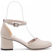 Resim Berk Karnıyarık Kalın Topuklu Abiye Krem 