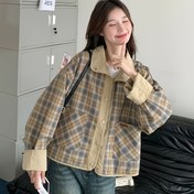 Resim Kadınlar İçin Çift Taraflı Ceket - Ters Çevrilebilir Kahverengi-Kırmızı Ekose Kaban, Yaka Detaylı Hafif Kaban, Küçük Bedenler İçin, Makinede Yıkanabilir Günlük ve Resmi Giyim, Sonbaharlık Moda Mont, Kare Desenli, Rahat Kesim, Şık Kaban, Stil Severler İçin 