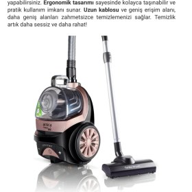 Resim Arnica 750W Turbo Başlıklı Kumandalı Torbasız Süpürge Hepa 13 Alerjik Filtreli Ultra Sessiz, 3l Geniş Hazne 
