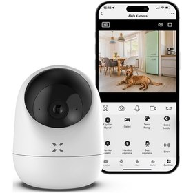 Resim Xenon Smart Ev Kamerası | 2K 3MP, WiFi, Mobil Kontrol, Sesli, 360° Ptz, Hareket Takip, İç Mekan Kamera (X7205) 