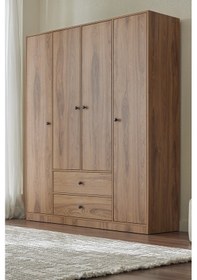 Resim Enza Home Kalinsta 4 Kapaklı Gardırop - Ceviz 