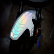 Resim Yansıtıcı Motosiklet Çamurluk Çıkartması - Su Geçirmez TPU, Yaratıcı Lazer Esinlenmiş Tasarım ve Gradyan Renkler, Sokak Motosikletleri için Dayanıklı Sticker, Motosiklet Aksesuarları 