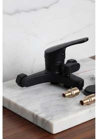 Resim 56623 Banyo Bataryası Duş Musluğu Musluk Armatür Siyah Beyaz Krom Gold Siyah 