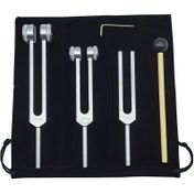 Resim Pitchfork Seti (128Hz, 256Hz, 512Hz) Alüminyum Alaşım Neuropitcher - Ses, Enstrümanlar ve Titreşimler İçin İdeal, Aksesuarlar ve Kadife Çanta Dahil, Altın/Gümüş Renk 