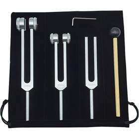 Resim Pitchfork Seti (128Hz, 256Hz, 512Hz) Alüminyum Alaşım Neuropitcher - Ses, Enstrümanlar ve Titreşimler İçin İdeal, Aksesuarlar ve Kadife Çanta Dahil, Altın/Gümüş Renk 