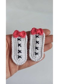 Resim Amigurumi Yeni Trend Beyaz Pembe Işlemeli 2'li Toka Seti Beyaz Te Çok Renkli 