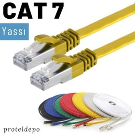 Resim Irenis CAT7 Kablo Yassı FTP Ethernet Network LAN Ağ Kablosu, 3 M-Sarı 