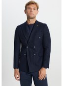 Resim Erkek Lacı Yünlü Slim Fit Dar Kesim Kırlangıç Yaka Kapak Cepli Blazer Ceket Lacı 