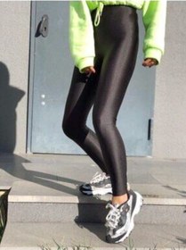 Resim Hg Butik Kadın Siyah Parlak Yüksek Bel Toparlayıcı Disko Taytsiyahl Siyah 