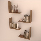 Resim Rafkestir Aras Duvar Raf Seti 4 Lü Kafkas Meşe ( Mat ) 