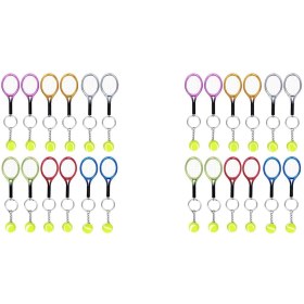Resim Explosion1 24PCS Mini Tenis Raket Anahtar Zinciri Anahtar Yüzük Şık Tenis Topu Bölünmüş Halka Spor Severler Için Anahtar Zincir (Yurt Dışından) 