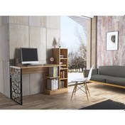 Resim Bessonshome Wood'N Love Elektra Kitaplıklı Metal Ayaklı Çalışma Masası - Atla 