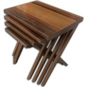 Resim Çapraz X 4'Lü Ceviz Kaplamalı Zigon Sehpa (519001738) 