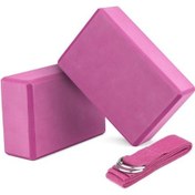 Resim Flybuy Pembe Yoga Blok Seti - 2 Adet Eva Blok + Ayarlanabilir Kayış 