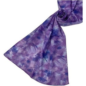 Resim Mim Eşarp Valino Vual Twill Fular 45x110 Cm - Yaprak Desenli, Hafif Ve Nefes Alabilir Şal Menekşe - Mor 
