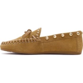 Resim Derimod Kadın Bej Süet Deri Loafer 26PFD552410 