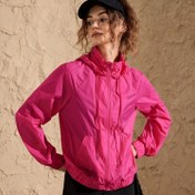 Resim Kadınların Düz Renk Yüksek Boyunlu Kapüşlu Uzun Kollu Rahat Ceketi - Bol Kesim, Fermuarlı, Uzun Kollu, Polyester, Dış Mekan Ceketi, Hafta Sonu Rahat Giyim 