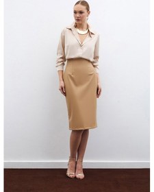 Resim Sateen Deri Kalem Etek - Bej-135596 Bej 