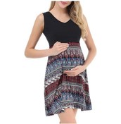 Resim Yuntech01 Siyah Desenli V-yaka Emzirme Hamile Elbise - 2022 Yeni Model, Outdoor Etkinlikler İçin Hafif Ve Dayanıklı, M Beden Diğer 