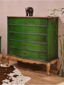 Resim Masifart Barcelona Şifonyer Yeşil Eskitmeli 