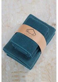 Resim Maisonart Royal 50x90 70x140 Cm 4'lü Banyo Havlu Seti, %100 Pamuklu Havlu Takımı Petrol 