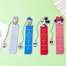 Resim Yaratıcı ve sevimli Mickey Minnie temalı paslanmaz çelik kitap ayraçları, hayranlar ve kitap severler için koleksiyonluk hatıra hediyeleri, tatil hediyesi olarak arkadaşlara göndermek için mükemmel seçim 