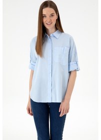 Resim U.s. Polo Assn. Kadın Açık Mavi Gömlek Desenli 50300096-vr003 Acık Mavı 