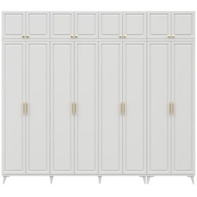 Resim Guneystore Milas Gold 8 Kapaklı %100 Mdf Ayaklı Yüklüklü Gardırop 