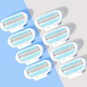 Resim 1 Sap + 8 Bıçak Başlığı / 8 Bıçak Başlığı, Kadınlar için El Tüy Alma Makinesi, 3 Katmanlı Paslanmaz Çelik Bıçaklar ve Değiştirilebilir Güvenli Jilet Başlığı 